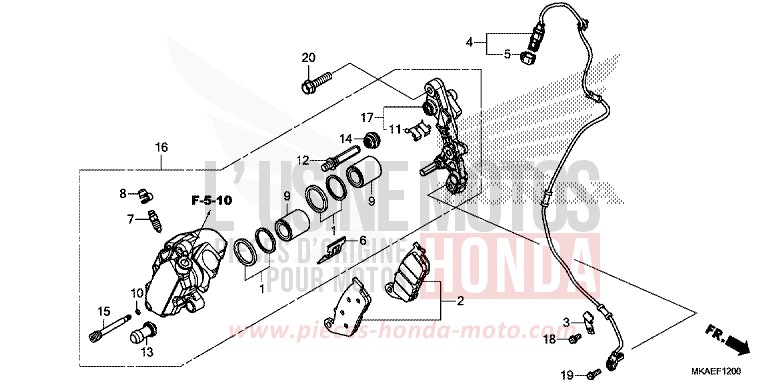VORDERRAD-BREMSSATTEL von Integra 750 MAT MAJESTIC SILVER METALLIC (NHB70) von 2018